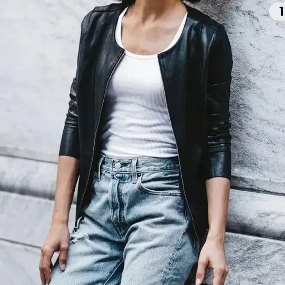 NWT Spanx Black Faux Leather Jacket Size Medium